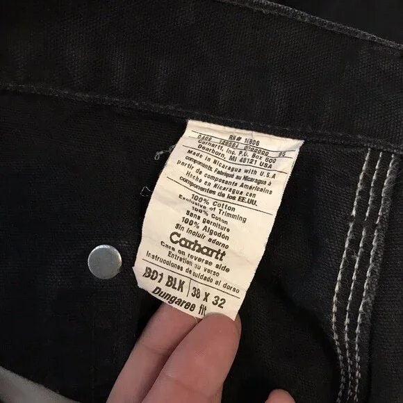 Vintage Carhartt B01 BLK 38x32 Double Knee Pants